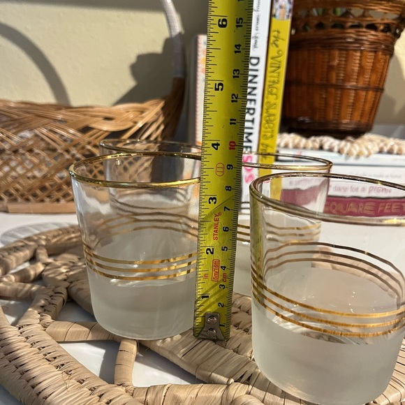 Set of 4 Federal Glass gold and frosted rocks glasses (set 1) - Picture 9 of 9